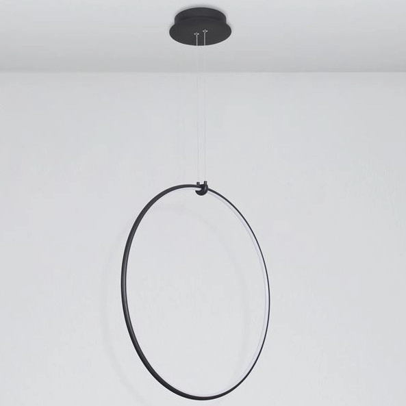 Wisząca LAMPA pierścień CHINU LE41603 Luces Exclusivas okrąga OPRAWA zwis LED 28W 3000K metalowy czarny
