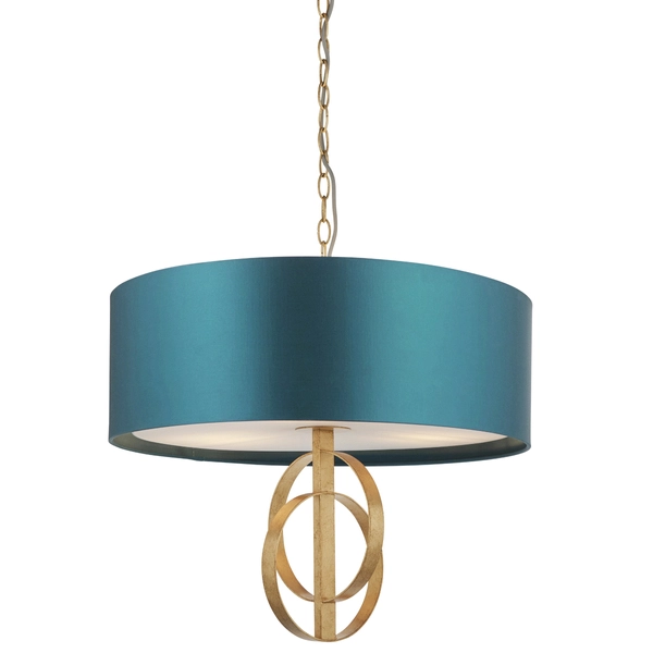 Zwisowa lampa abażurowa L&-195220 Light& morska złoto przecierane