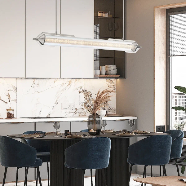 Lampa wisząca Espada QN-ESPADA-LP-PC LED 38W 3000K tuba szklana srebrny