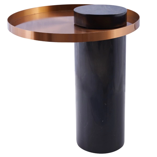 Marmurkowy stolik kawowy COLUMN DP-FA1 black copper Step marmur stal czarny miedziany