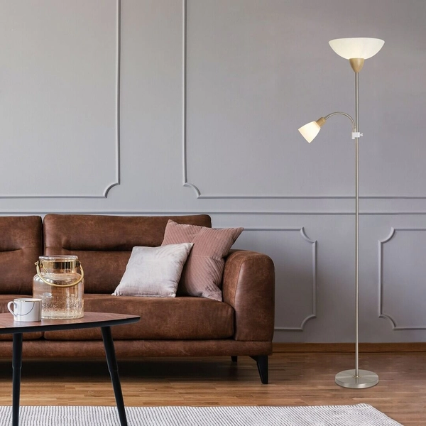 Podłogowa lampa retro Diana 5739 do pokoju chrom satyna