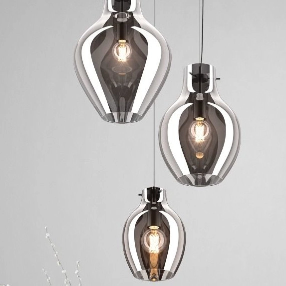 Szklana lampa wisząca BRESSO P19066A-D38 łezka nad stół chrom lustrzana