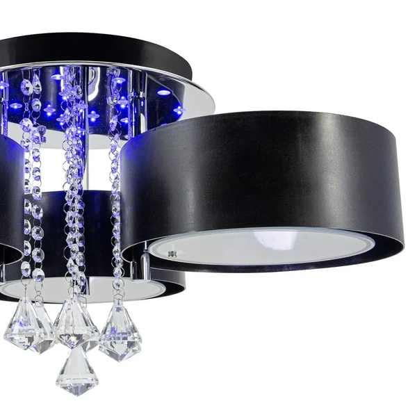 LAMPA sufitowa DRS8006/3 8C LED 180W BL Elem metalowa OPRAWA crystal glamour chrom czarna