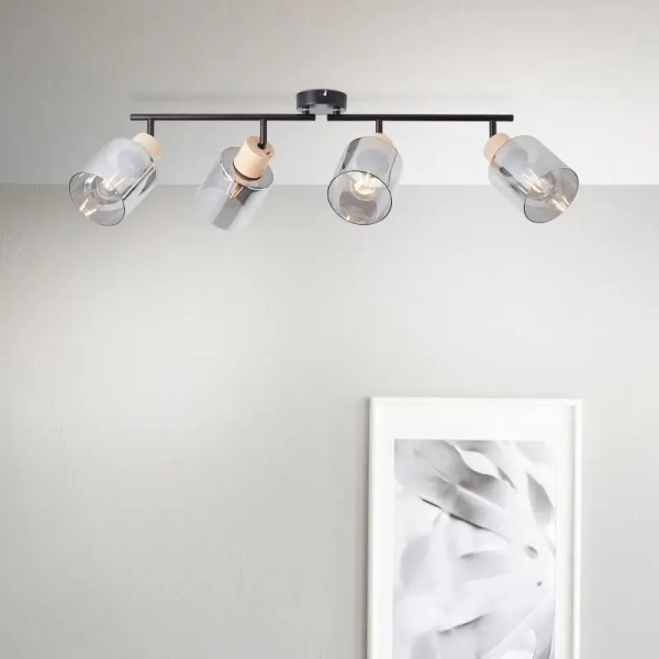 Loftowa lampa sufitowa Weald 99839/93 szklana czarna przydymiona