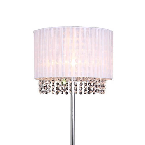 Podłogowa lampa z kryształami Astra MLM1953/1 WH Italux tkanina biały srebrny