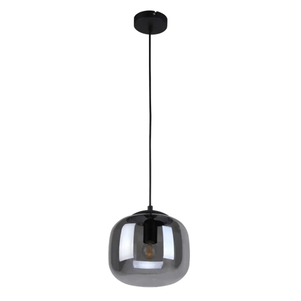 Szklana lampa wisząca Calto PND-67705-1-BK-SG owalny przydymiony