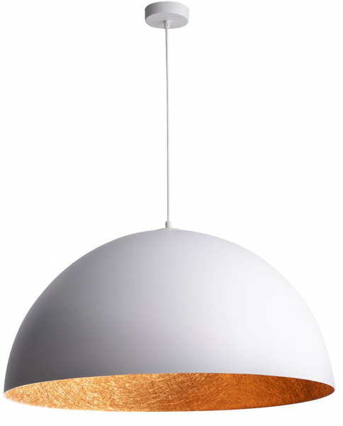 Loftowa lampa wisząca Sfera 30146 kopuła biała miedziana