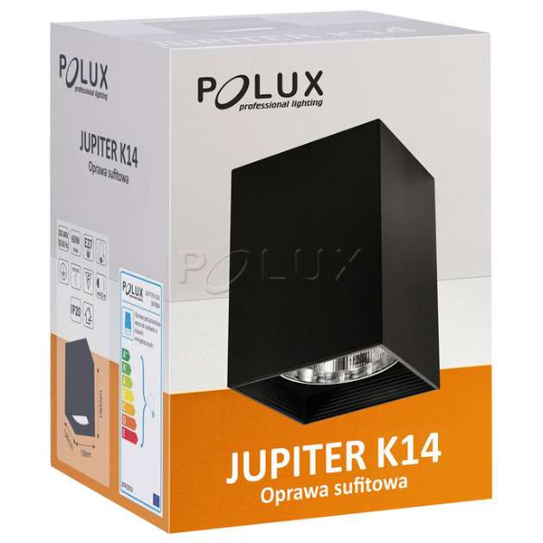LAMPA sufitowa JUPITER K14 307804 Polux kwadratowa OPRAWA metalowy downlight czarny