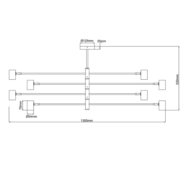 Sufitowa lampa loftowa Snow LP-731/8P BK salonowa czarna