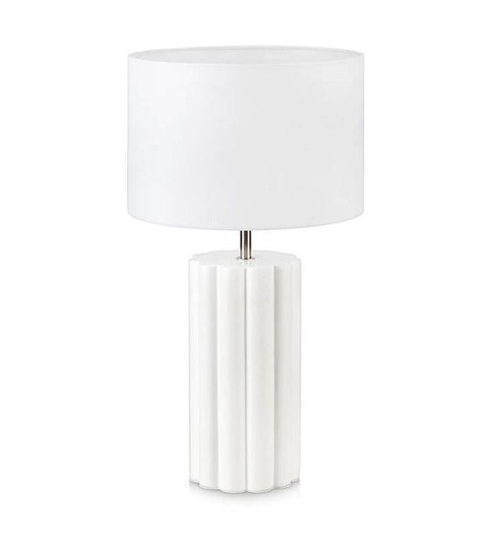 Ceramiczna lampa stołowa Column okrągła abażurowa biała