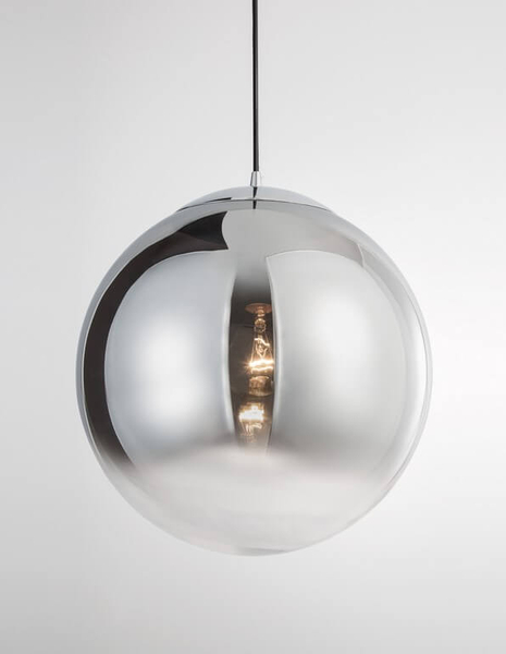 Wisząca lampa loftowa Caleta kula do holu chrom przydymiona