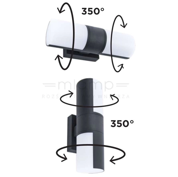 Elewacyjna LAMPA ścienna CYRA 5198101118 Lutec regulowana OPRAWA tuba LED 15W 3000K metalowa IP54 szara