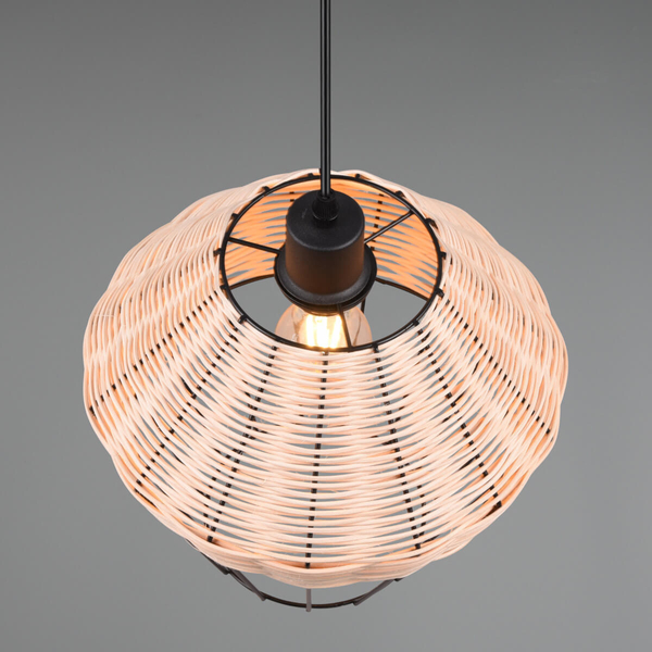 Zwisająca lampa Borka R31261936 RL Light koszyk druciak drewniana czarna