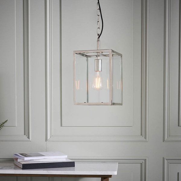 Prostokątna lampa wisząca Hadden 76228 srebrny przezroczysty