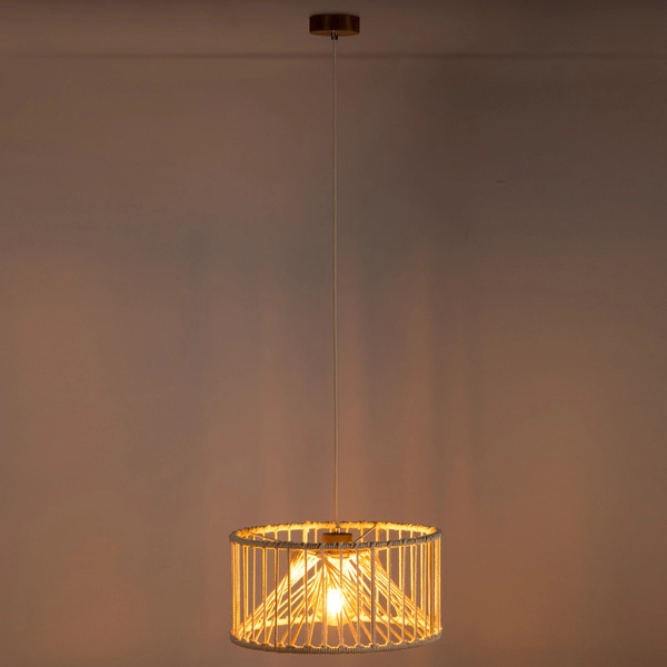 Lampa wisząca REVE 184517174 pleciona okrągły zwis boho kremowy