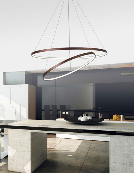 Nowoczesny żyrandol salonowy Banda rings LED 85W 3000K brązowy