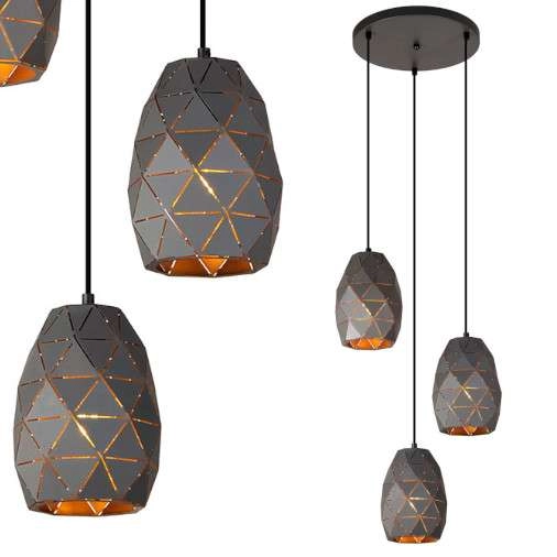 LAMPA wisząca HARLEY MDM-3480/3A GR+GD Italux kaskada OPRAWA metalowa ZWIS geometryczny grafitowy złoty szampański