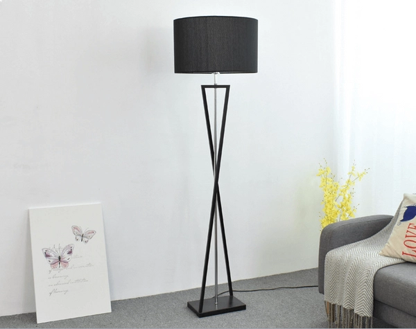 LAMPA podłogowa SANDGLASS FSG-B-E27 Abigali stojąca OPRAWA abażurowa czarna