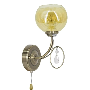Retro lampa ścienna 8823/1 21QG kielich z kryształkiem mosiądz