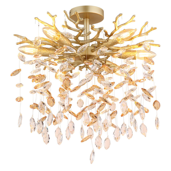 Kryształowa sufitowa lampa Queena 64138DG do salonu glamour złoty