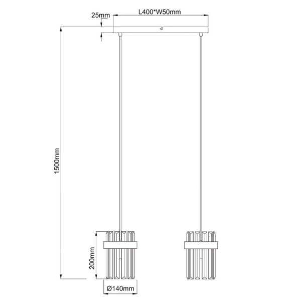 Podwójna lampa wisząca glamour Vetro LP-2910/2L CH kryształowa chrom