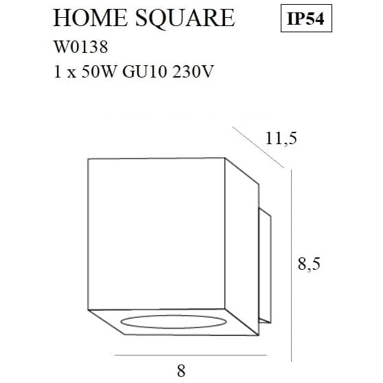 Oprawa ścienna HOME SQUARE W0138 Maxlight IP54 do przedpokoju biała