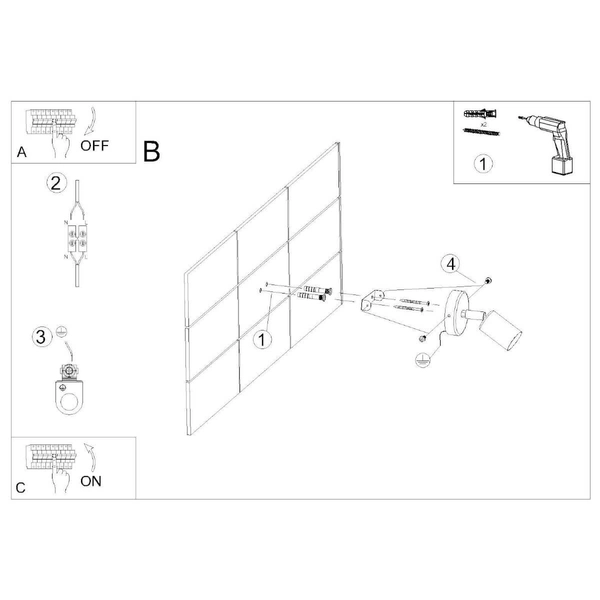 Regulowany kinkiet ścienny Fornes SL.1120 minimalistyczny czarny