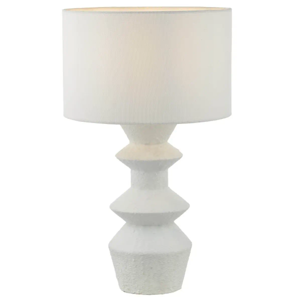 Abażurowa nocna lampka Bidelia BID422 lniana na komodę biała