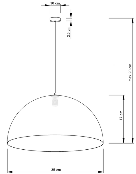 LAMPA wisząca SFERA 32296 Sigma metalowa OPRAWA kopuła zwis złoty