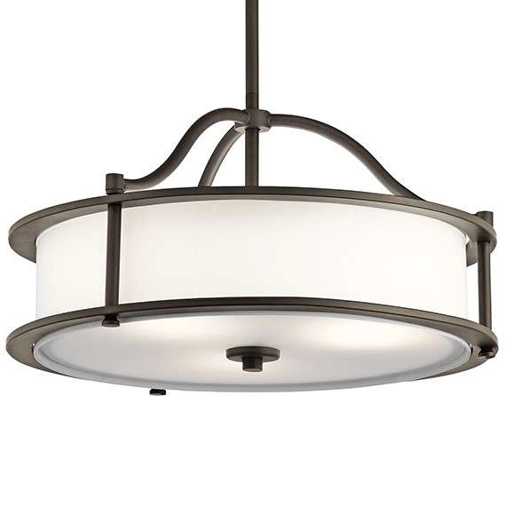 Klasyczna LAMPA wisząca KL-EMORY-P-S-OZ Elstead KICHLER okrągła OPRAWA zwis stary brąz biały