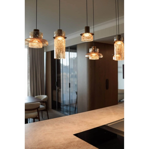 Zwieszana lampa sypialniana SIGNATURE P0601 Maxlight LED 8W 3000K mosiądz przezroczysty