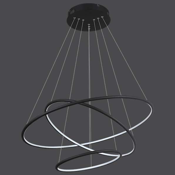 LAMPA wisząca SLIM/000011/4000/B MDECO biurowa OPRAWA metalowy ZWIS LED 99W 4000K pierścienie czarne
