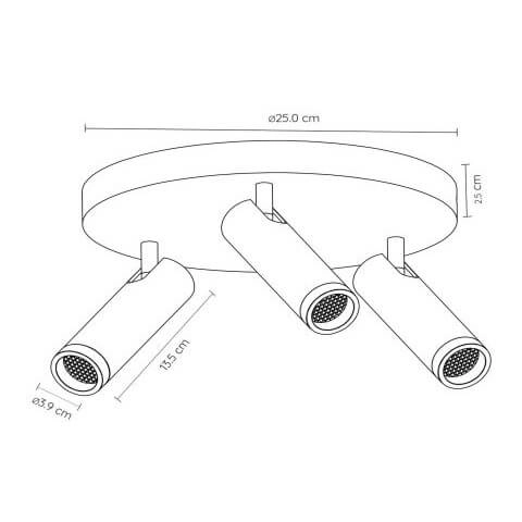 Potrójna lampa sufitowa GRADO 22974/13/15 tuba metalowa szara