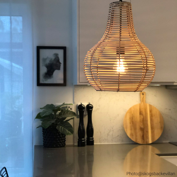 Kulista lampa wisząca Granada rattanowy zwis boho nad stół