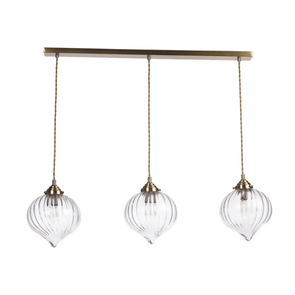 Potrójna wisząca lampa Mya MYA0375 do jadalni szklana mosiądz