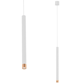 1-płomienna lampa wisząca Q I zwis tuba biała różowe złoto