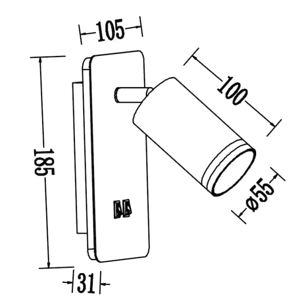 Nocny kinkiet ścienny Pipe Ring ML2081 do czytania tubka czarny