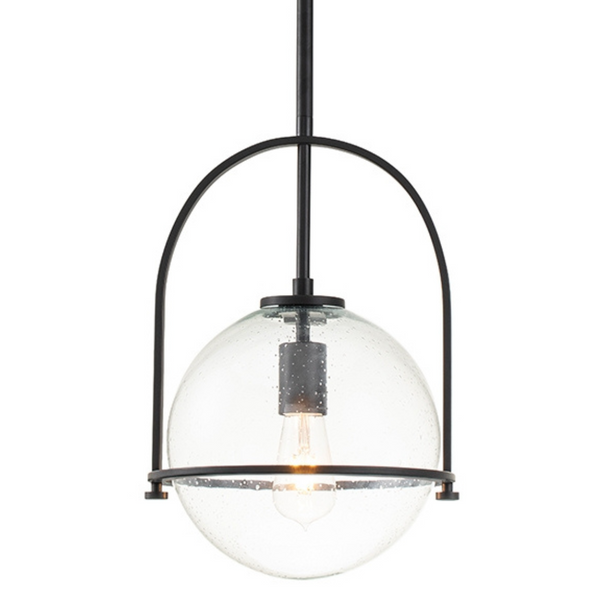 Zwisowa lampa QN-SOMERSET-P-C-BK szklana kula czarna