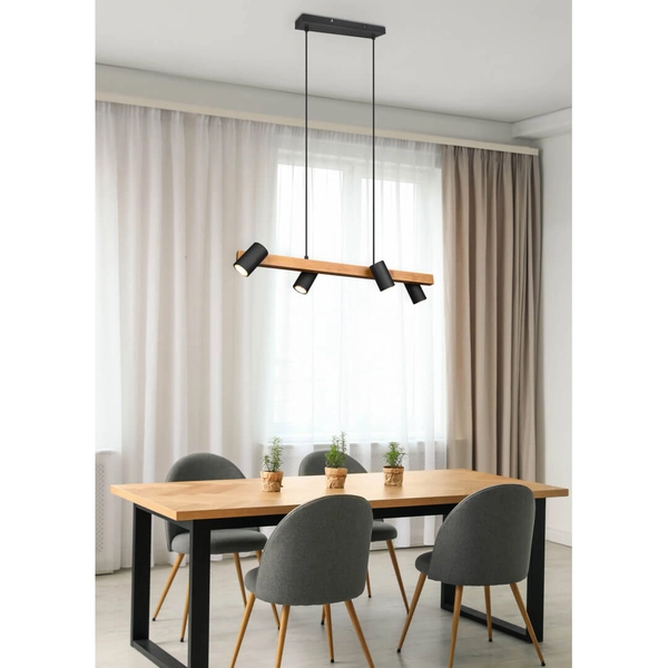 Lampa wisząca nad wsypę VANTOS DL432312490 Trio loftowa drewniana czarny