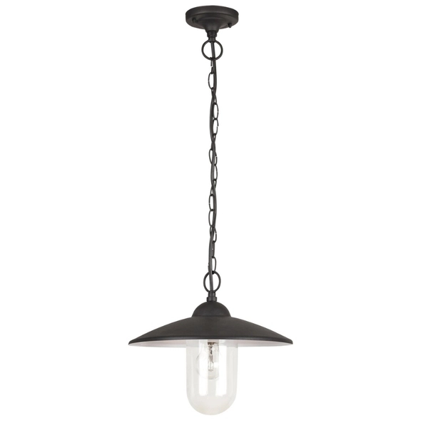 Ogrodowa LAMPA wisząca VIGO 8687 Rabalux metalowa OPRAWA kopuła ZWIS industrialny IP44 czarny matowy biały przezroczysty