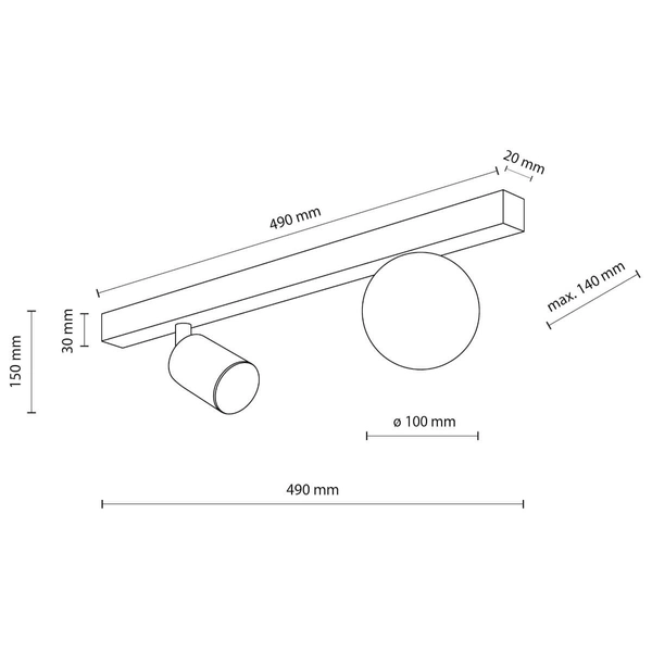 Lampa sufitowa na belce Vox 10000 bubble tubka metalowa czarna