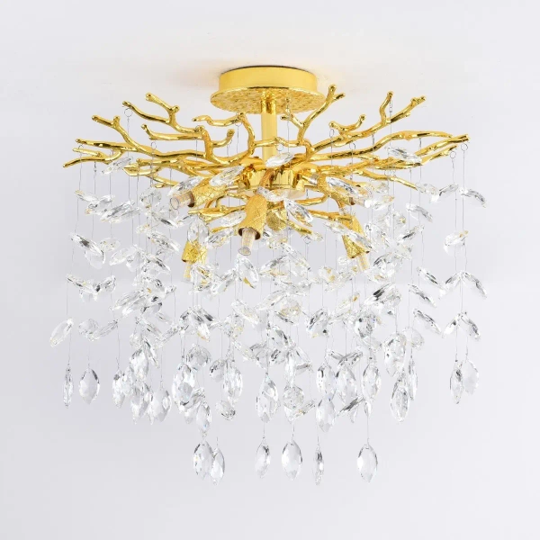 Sufitowa lampa kryształowa CINDY MX4115-6B-EGN-II liście złoty