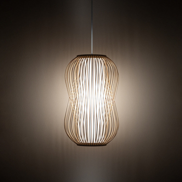Drewniana wisząca lampa Puket 11161 japandi bambusowa metalowa biała