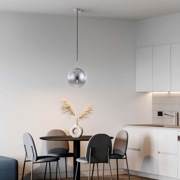 Skandynawska LAMPA wisząca PALLA LP-2844/1P CH Light Prestige loftowa OPRAWA szklany ZWIS kula loft ball srebrna przezroczysta