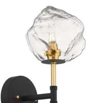 Szklany kinkiet ścienny ROCK W0488-01D-SEAC złoty przezroczysty czarny