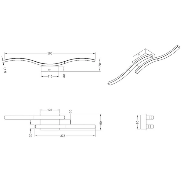 Nowoczesna lampa sufitowa NORVE ledowa 10W 3000K czarne wstęgi