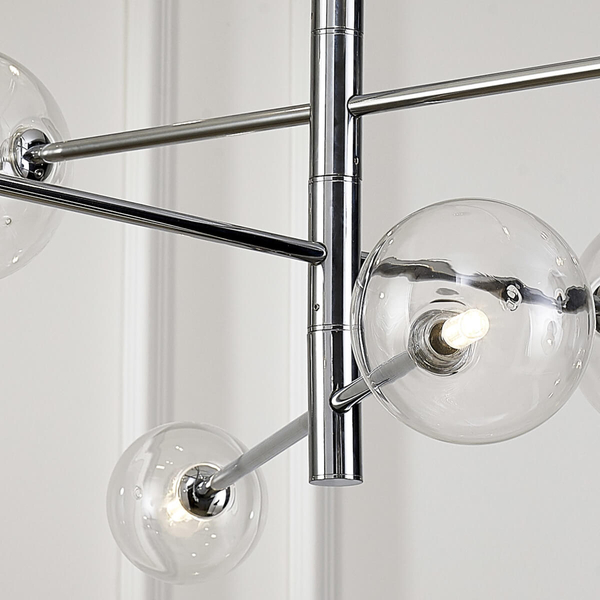 Wisząca lampa salonowa sticks Sola ST-5020-12 Step szklane kule chrom