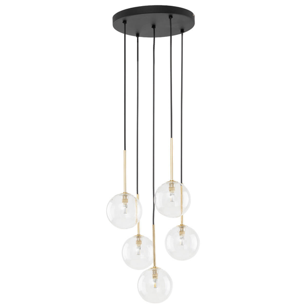 Lampa zwisająca Nilos 5943 bańki do jadalni kule przezroczysta złota