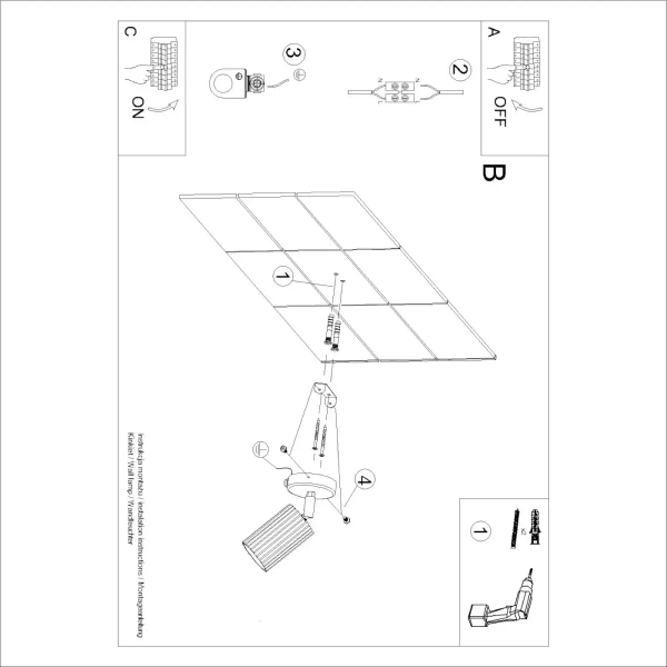 Regulowana lampa ścienna KARBON SL.1579 z włącznikiem ryfel czarna