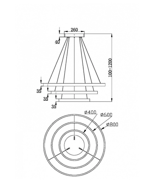 Wisząca lampa pierścienie Rim MOD058PL-L100BS3K Maytoni LED 115W 3000W mosiądz